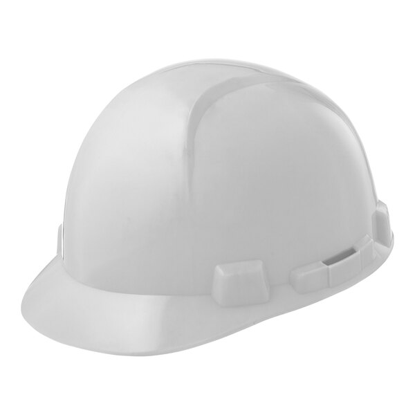 A white Lift Safety hard hat.