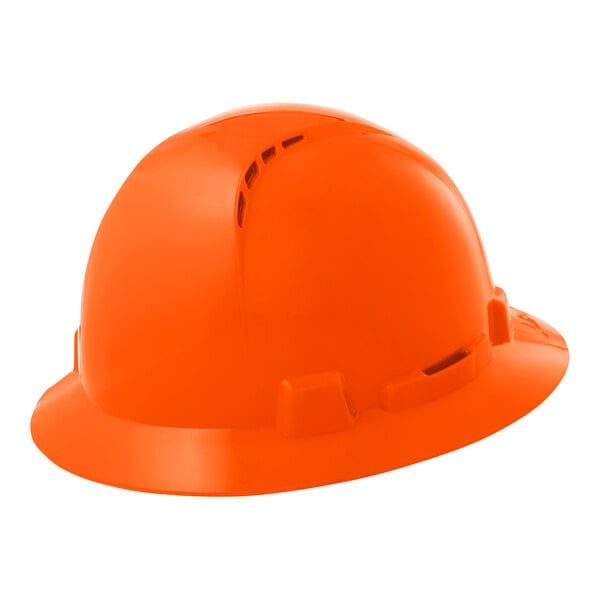 A Lift Safety orange hard hat with a full brim and vents.