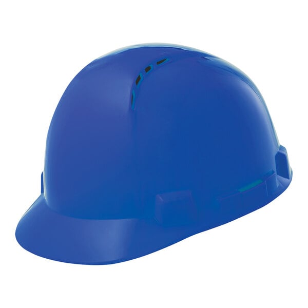 A blue Lift Safety hard hat with a short brim and black squares on the suspension.