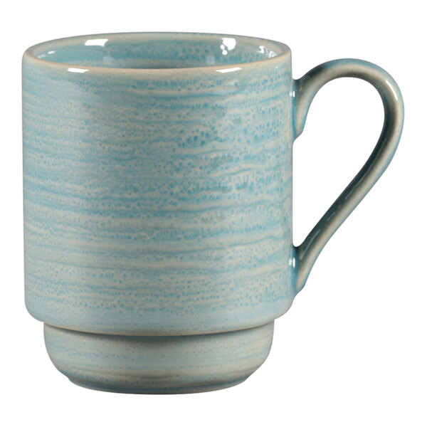 A RAK Porcelain sapphire blue porcelain mug with a handle.