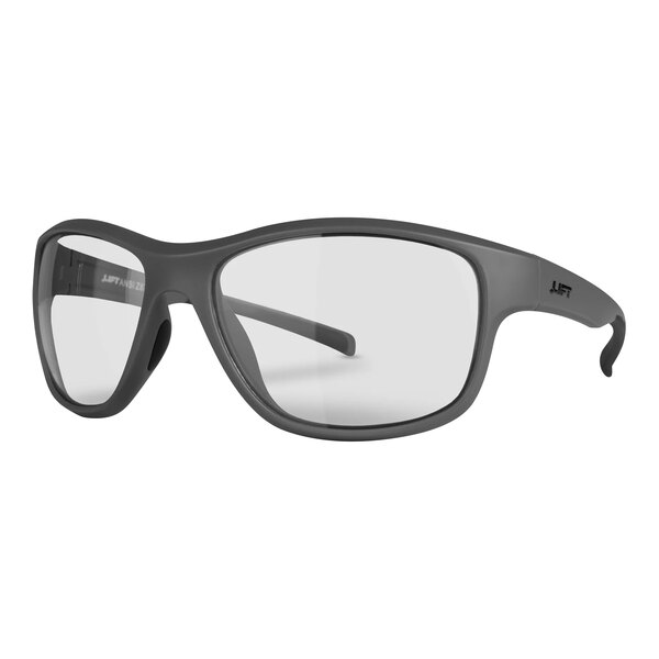 Lift Safety Delamo Safety Glasses with a matte gray frame and clear lenses.