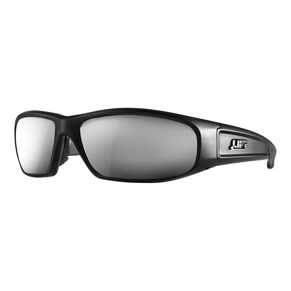 Lift Safety Switch Safety Glasses Matte Black with Silver Revo Lens