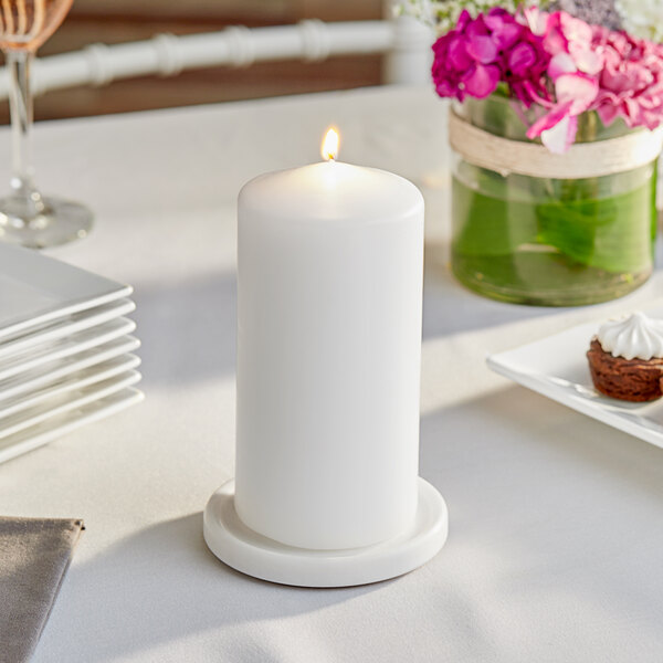 Hollowick 6" White Wax Pillar Candle 12/Case