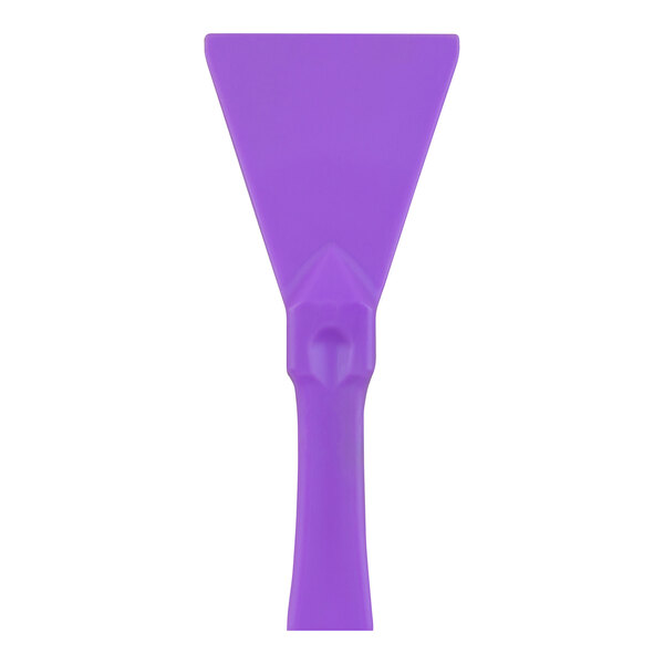 A purple plastic handheld scraper with a handle.
