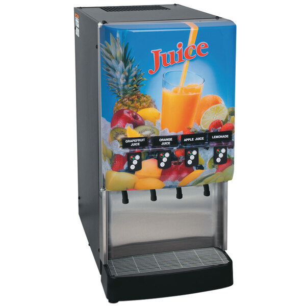 Bunn 37300.0023 JDF-4S PC LD 4 Flavor Cold Beverage Juice Dispenser with Portion Control and Lit Door