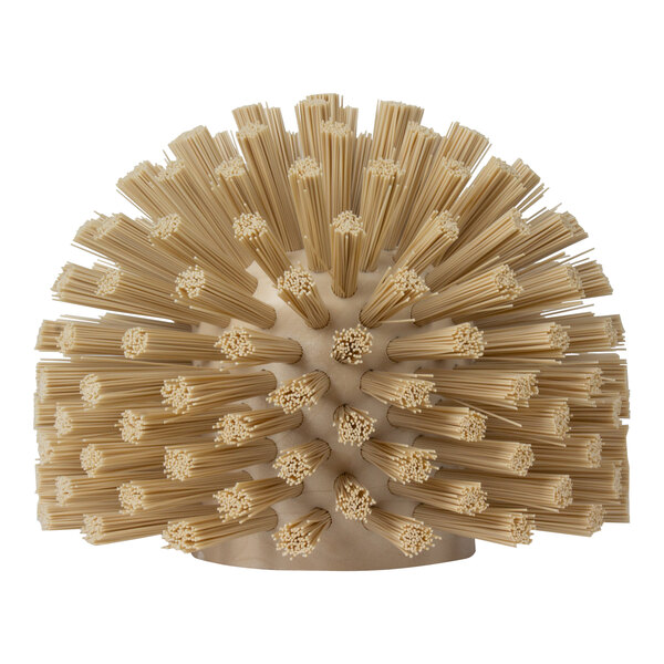 A round tan brush with many long thin bristles.