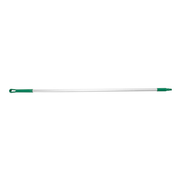 A green and white Carlisle broom handle.