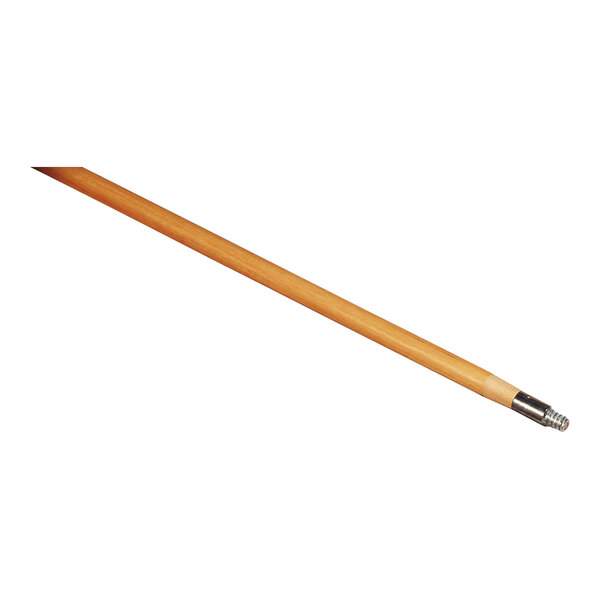 A long wooden stick with a black tip.