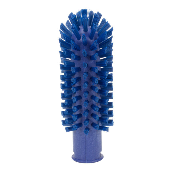 A close-up of a blue Carlisle Sparta pipe and valve brush with bristles.