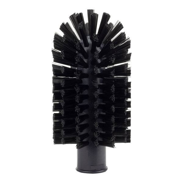 A close-up of a Carlisle black round pipe and valve brush with bristles.