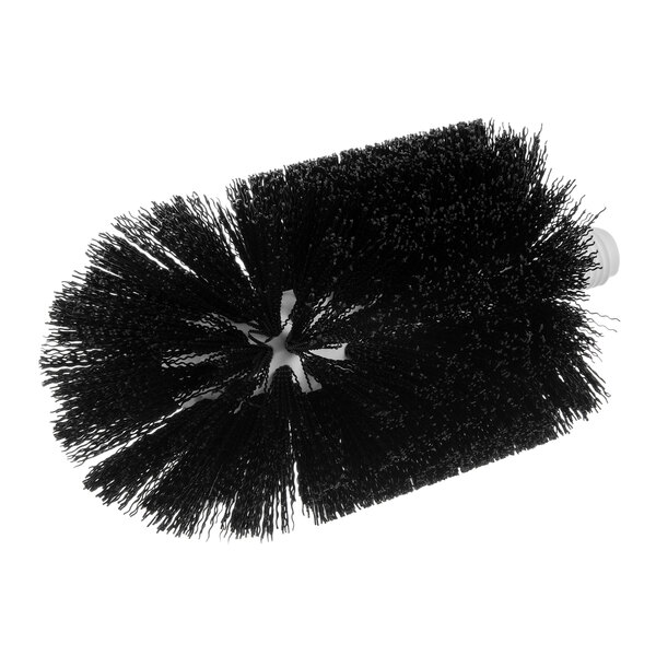 A black Carlisle Sparta floor drain brush head with many long bristles.