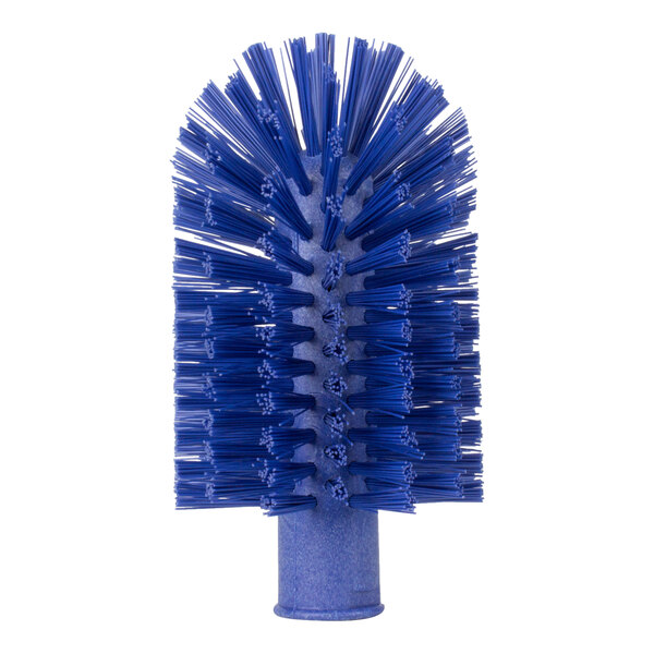 A close-up of a Carlisle blue pipe and valve brush with bristles.