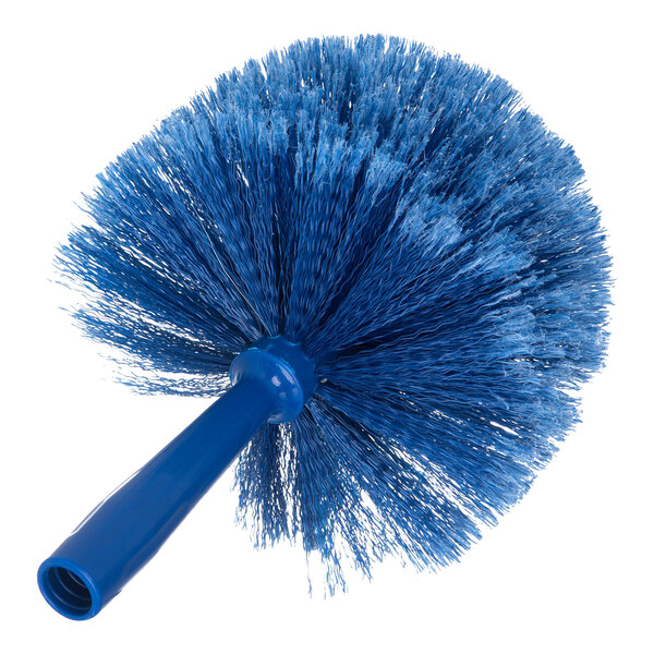 A blue Carlisle Flo-Pac corner and cobweb duster with a long handle.