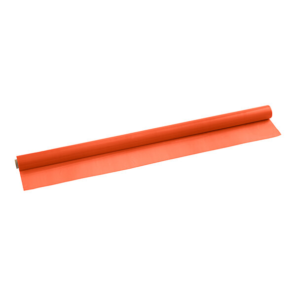 Choice 40" x 100' Tangerine Plastic Table Cover Roll
