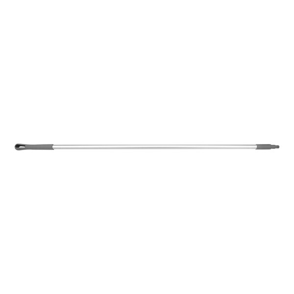 A long metal pole with a grey handle.