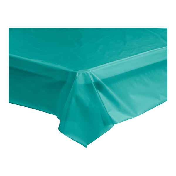 Choice 40" x 100' Teal Plastic Table Cover Roll