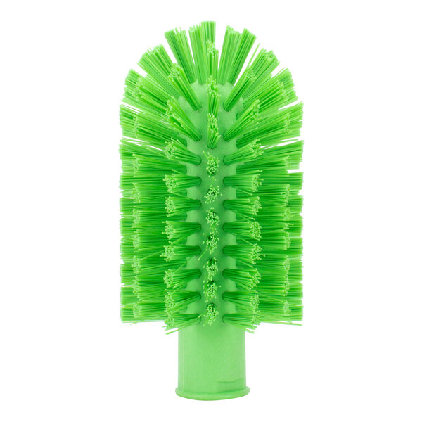 A close-up of the green bristles on a Carlisle Sparta lime green pipe and valve brush.