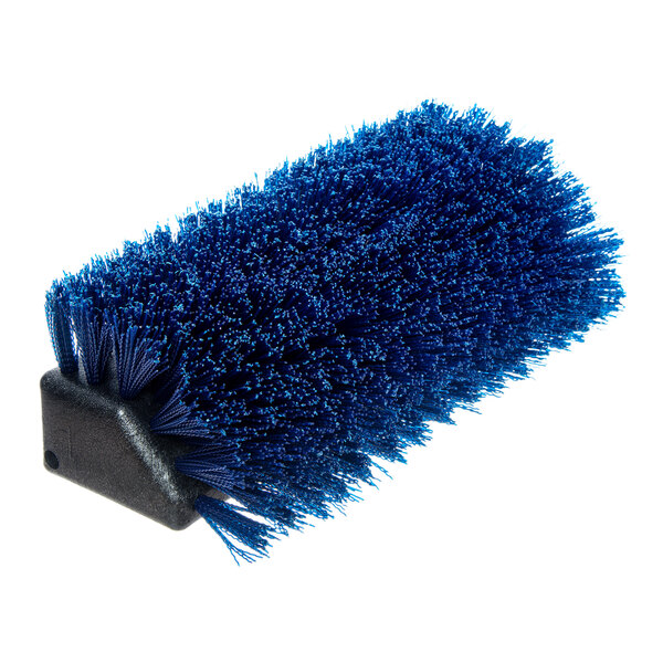 A blue Carlisle Spectrum boot and shoe brush with a black handle.