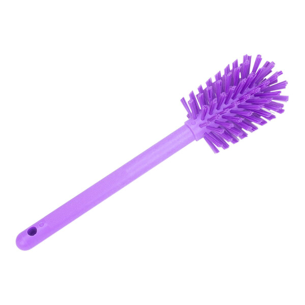 A purple Carlisle Sparta bottle cleaning brush with a handle.