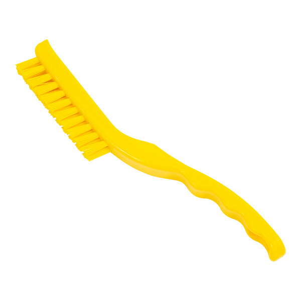 Carlisle Sparta 42022EC04 9" Yellow Narrow Detail Brush with Polyester