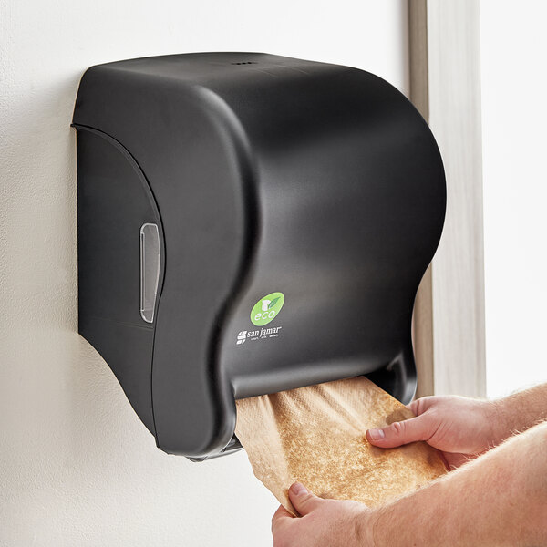 San Jamar Tear-N-Dry Essence EcoLogic T8000REBK Black Roll Towel 