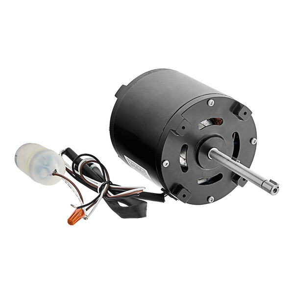A black Cooking Performance Group fan motor with wires.