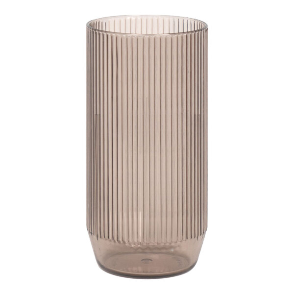A smoke Front of the House plastic highball glass with a straight line pattern.