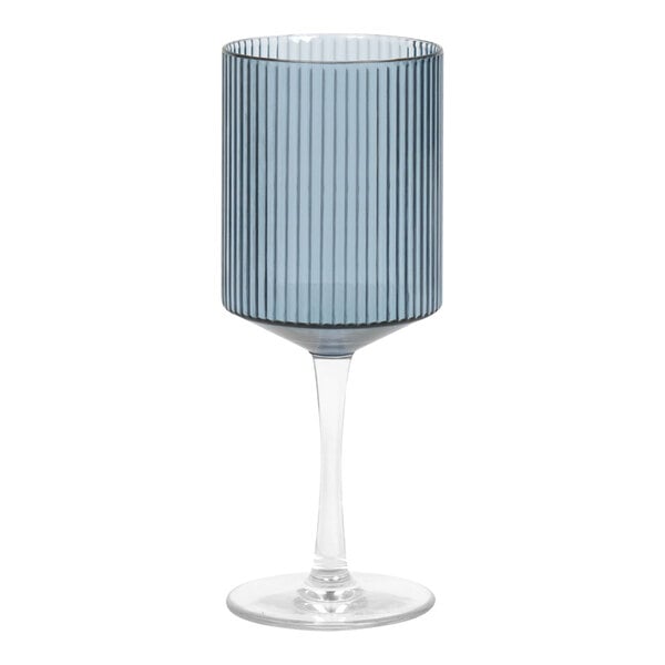 A Front of the House Gatsby peacock striped wine glass with a straight rim.