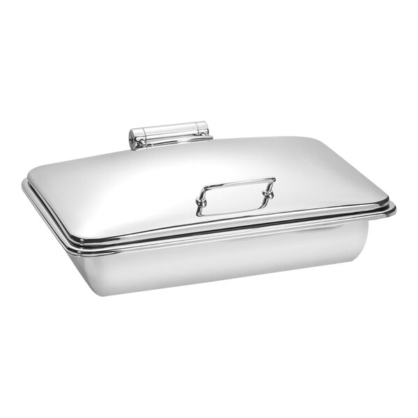 An Eastern Tabletop stainless steel rectangular chafer with lid.