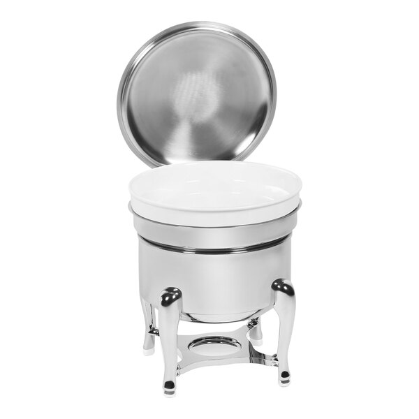 An Eastern Tabletop stainless steel chafer with a lid.