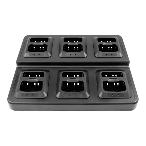 A black rectangular Midland BizTalk battery charger with four outlets.