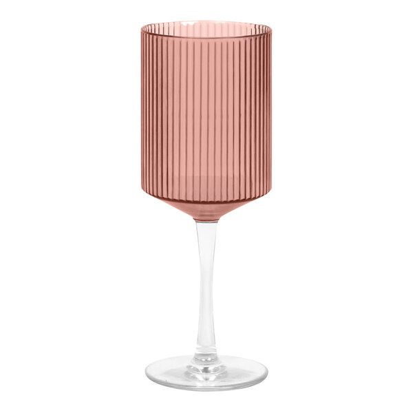 A Front of the House Gatsby rose wine glass with a clear stem and thin rim.