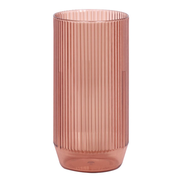A Front of the House Gatsby highball glass with a pink striped design.