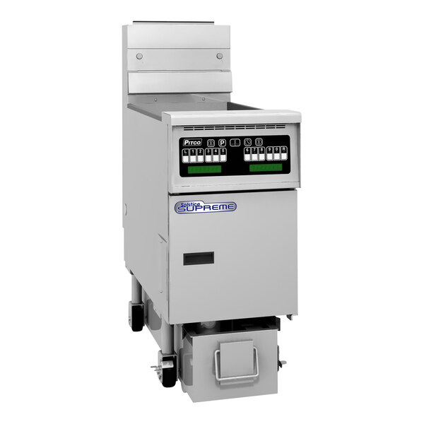 A Pitco Solstice Supreme gas fryer with Intellifry computer controls on a white background.