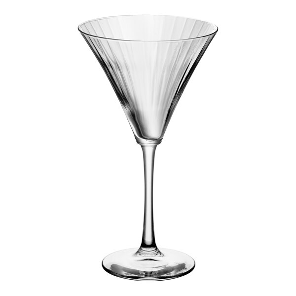 A clear Libbey martini glass with a curved stem.