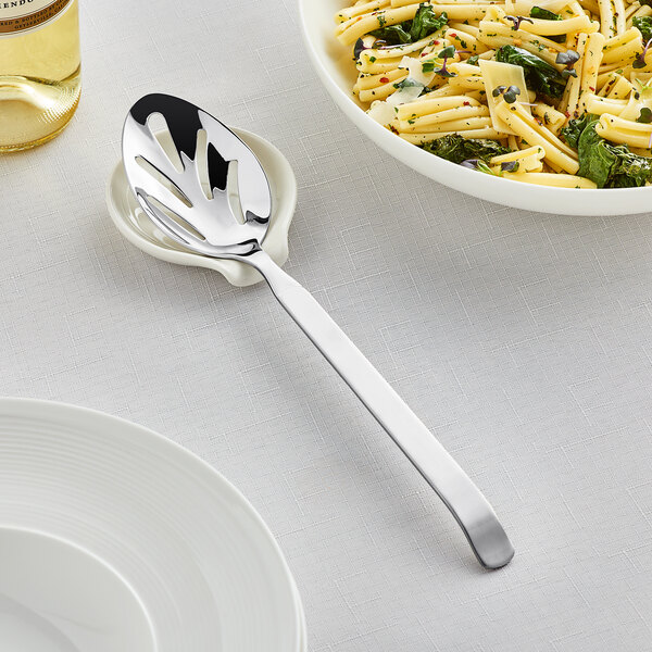 Acopa Skyscraper 11 7/8" 18/8 Stainless Steel Extra Heavy Weight Slotted Serving Spoon