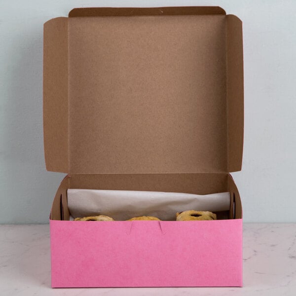 8" x 8" x 3" Pink Pie / Bakery Box - 250/Bundle