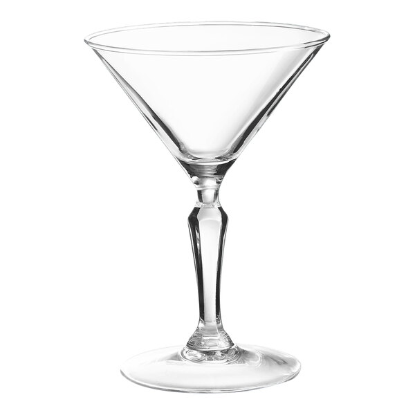 A clear Arcoroc martini glass with a stem.