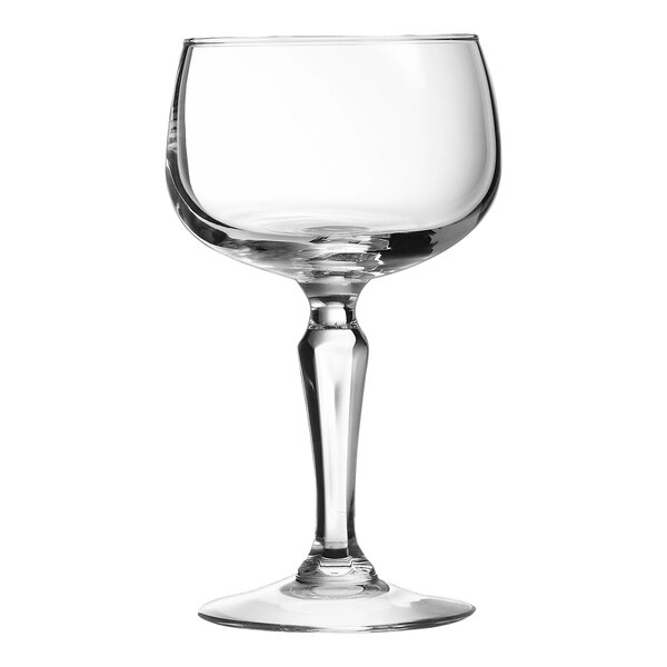 An Arcoroc Monti wine glass with a stem.