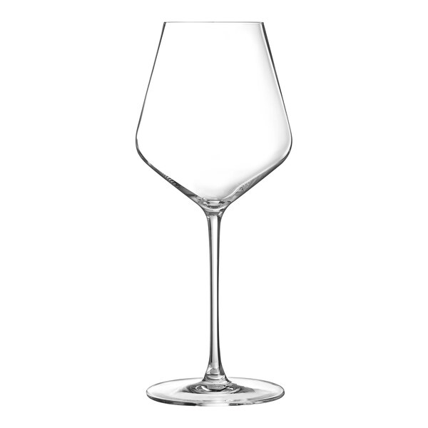 A clear Chef & Sommelier wine glass with a long stem.