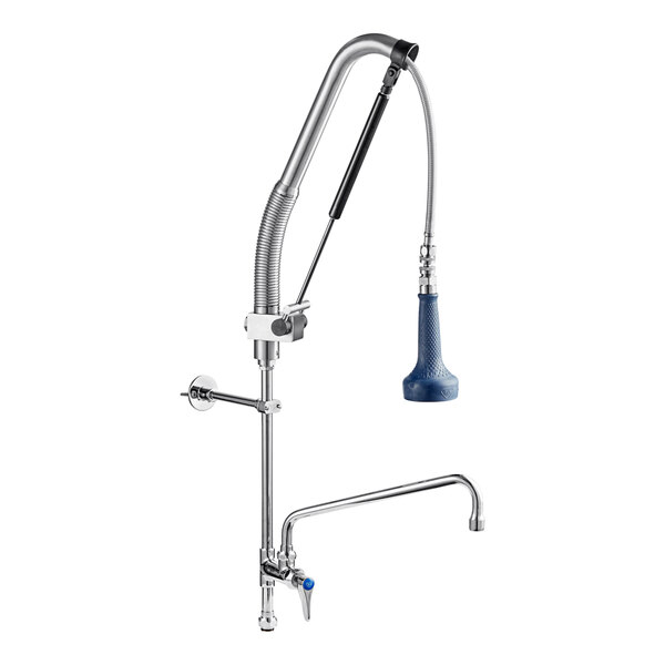 A T&S EasyInstall pre-rinse unit with blue and silver parts.