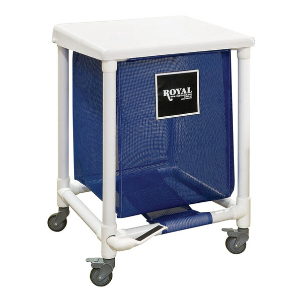 Royal Basket Trucks 24 Gallon Blue Single Compartment PVC Hamper with Foot Pedal R24BBXH1F3ULN
