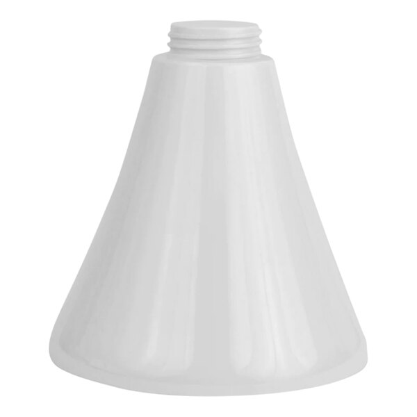 A white cone shaped container with a white Dalebrook by BauscherHepp melamine display stand base.
