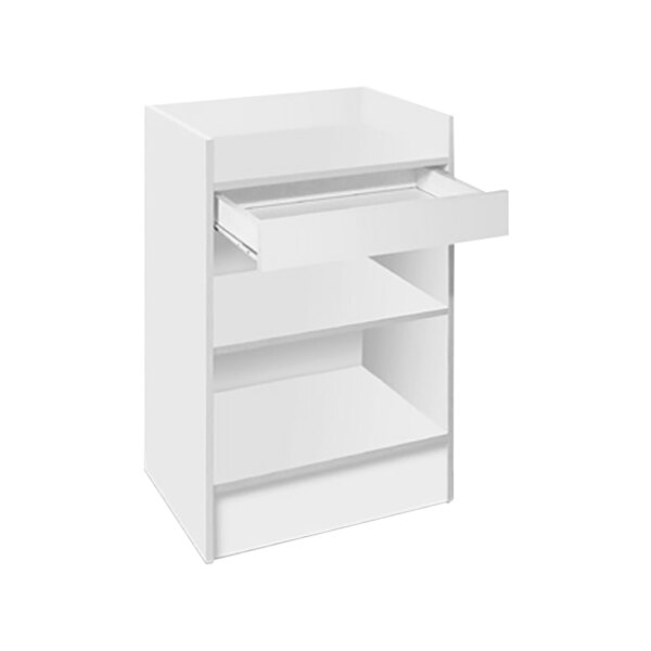 24" x 18" x 38" White Cash Register Stand with Locking Drawer