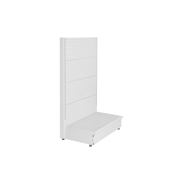 A white display shelf with holes.
