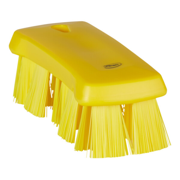 Vikan 38916 6 15/16" Yellow Ultra Safe Technology Hand Brush with Stiff