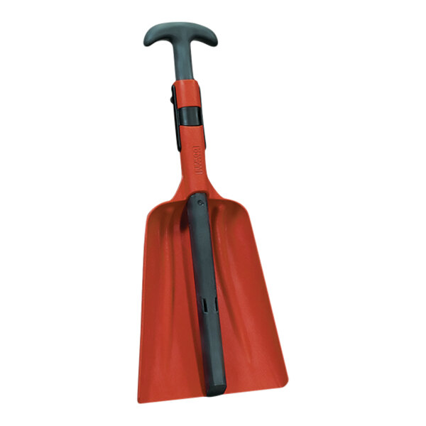 A red and black Remco collapsible plastic shovel.