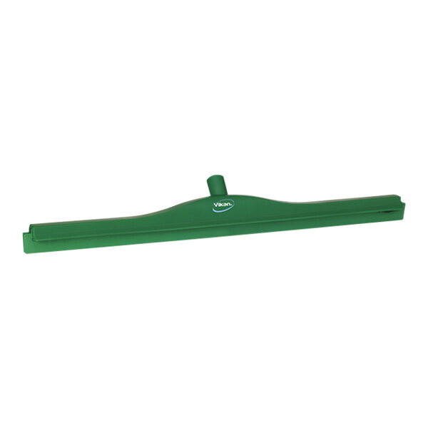 A green Vikan hygienic floor squeegee with a green plastic handle.