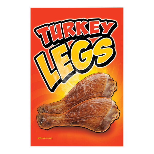 A white 24" x 36" corrugated plastic A-frame concession sign with a turkey leg design.