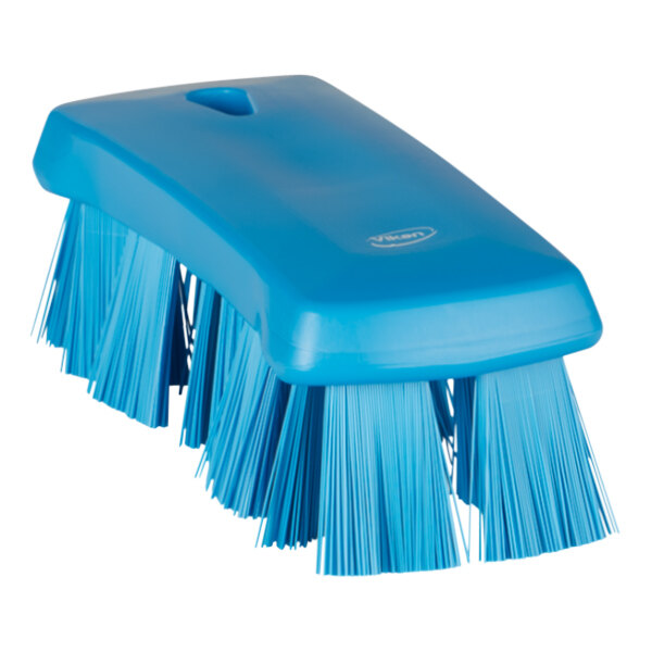 Vikan 38913 6 15/16" Blue Ultra Safe Technology Hand Brush with Stiff